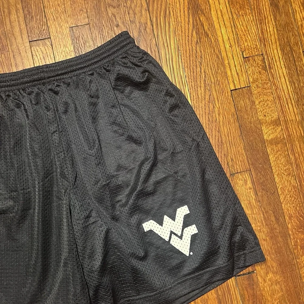 West Virginia University Sportek Shorts Size Medium Black Polyester Preowned